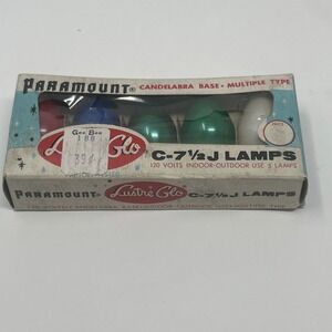 Vtg Paramount Lustre Glo Replacement Bulbs C-7 1/2 J Lamps 120 Volt In/Outdoor